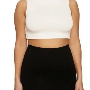 Naked Wardrobe High Neck Cream Top Size S